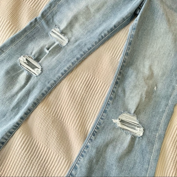 | express • distressed cropped flare hi rise denim jeans | - Picture 10 of 14